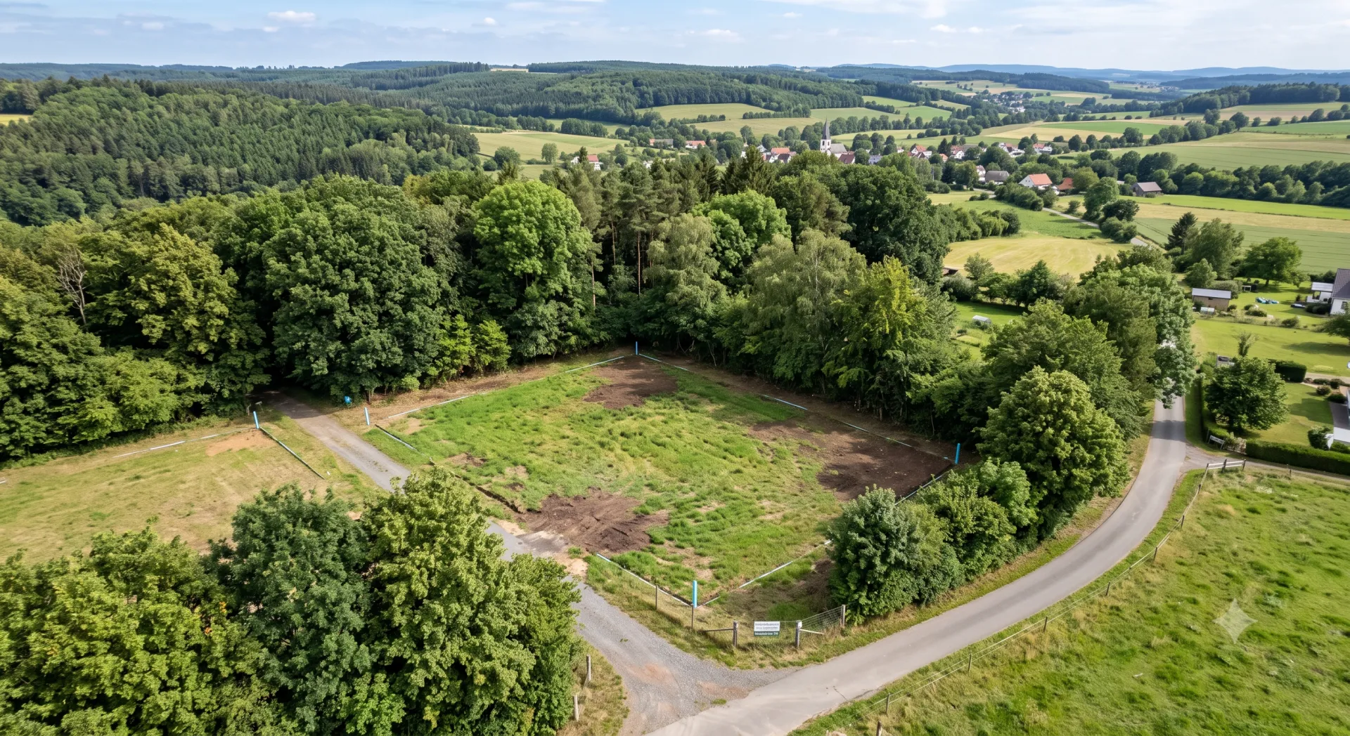 Luftaufnahme eines unbebauten Grundstücks